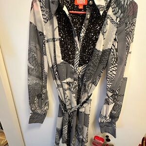 Kirna Zabete Black and Gray Patterned Dress
